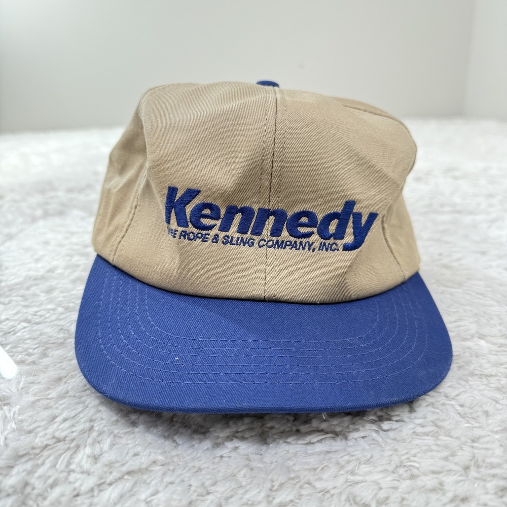 Vintage Kennedy Hat Cap Strap Back Embroidered Advertising Mens 90s Workwear